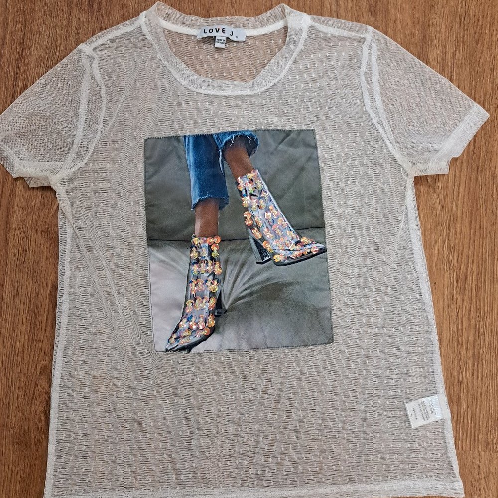 Love J White Mesh Top - Misses Size Small